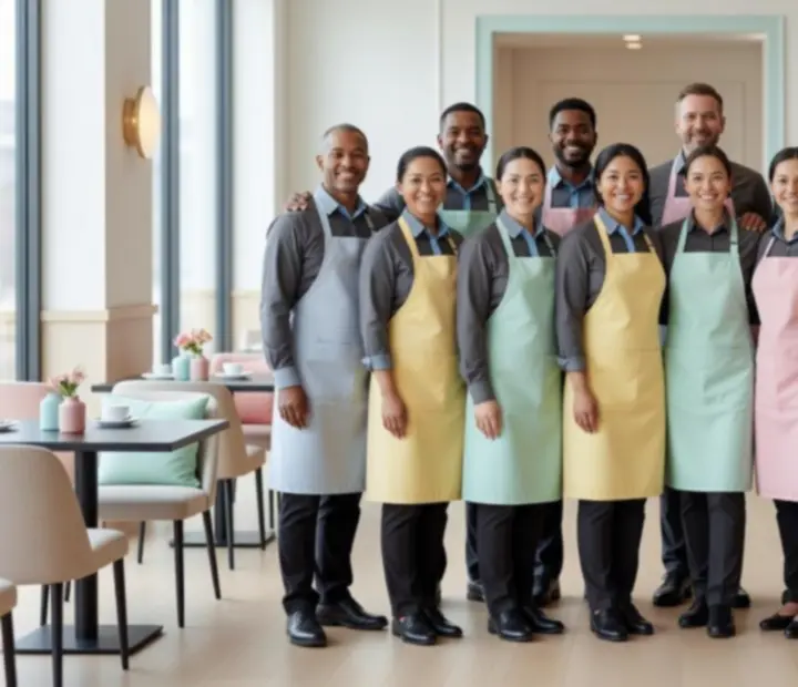 Restaurant team smiling and ready to welcome guests